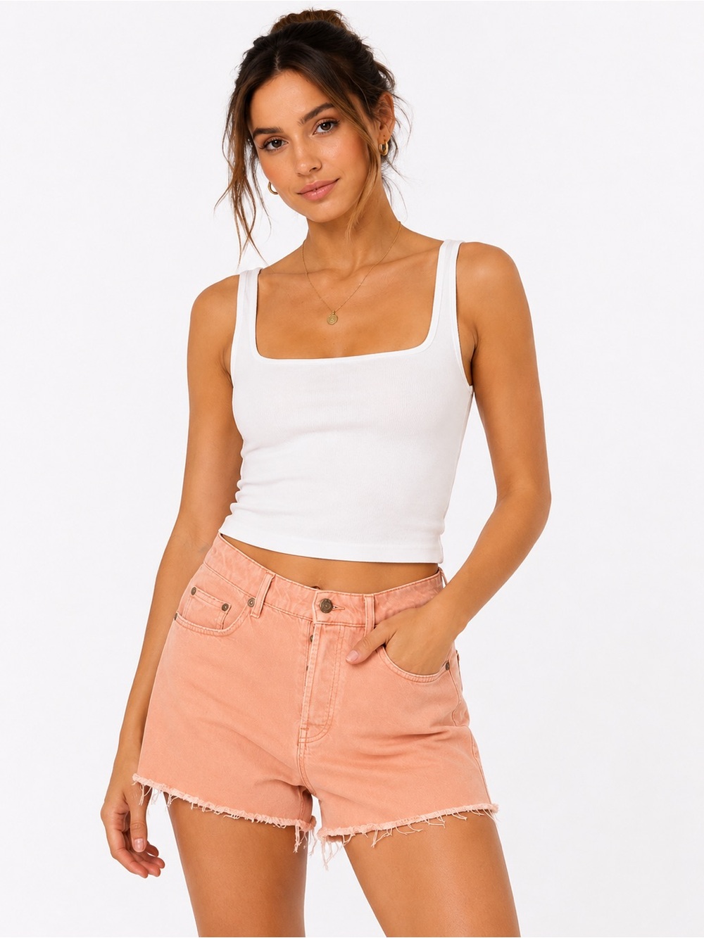 Zara Women’s Pink High Rise Frayed Denim Shorts Size US 6